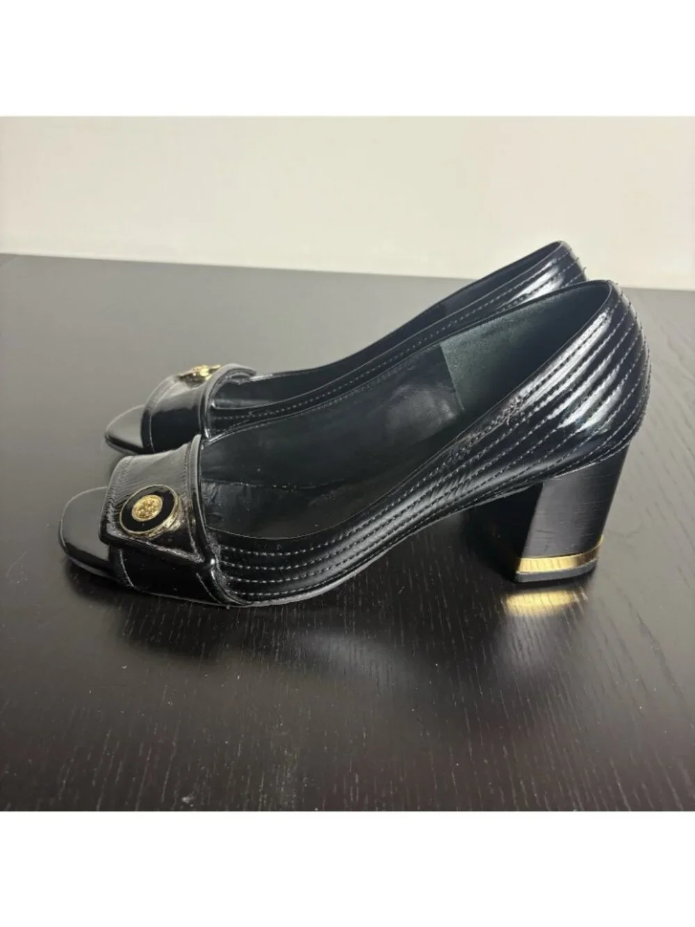 TORY BURCH Womens Size 9.5M Classic Black Open Toe Patent Leather Heels